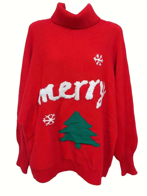 Women's Christmas casual bat sleeve letter knitted sweater- Très Elite- Très Elite