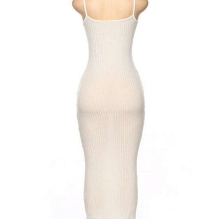 Women's Contrasting color suspender sexy open back slim dress - Très Elite