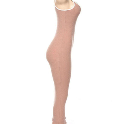 Women's Contrasting color suspender sexy open back slim dress - Très Elite