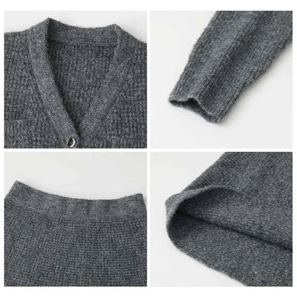 Women's Cozy Cardigan and A-line Skirt Ensemble for Spring - Très Elite