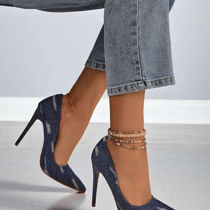 Women’s Denim High Heels – Pointed Toe Stilettos with Urban Edge - Très Elite