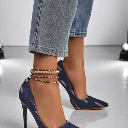 Women’s Denim High Heels – Pointed Toe Stilettos with Urban Edge - Très Elite