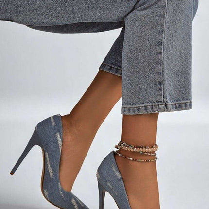 Women’s Denim Stiletto Pumps – Pointed Toe High Heels - Très Elite