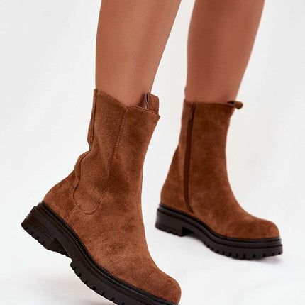 Women's Eco Suede Ankle Boots – Side Zip & Low Flat Heel for Everyday - Très Elite