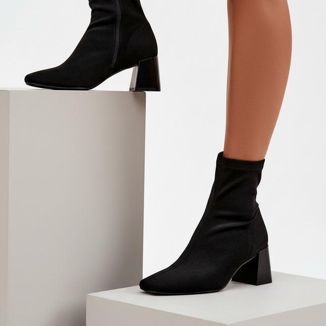 Women's Eco Suede Ankle Boots – Side Zipper & Modern Stitching - Très Elite