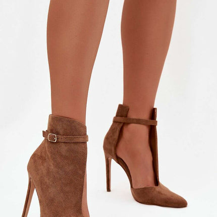 Women's Eco Suede Ankle Boots – Slim Heel, Pointed Toe & Buckle Strap - Très Elite