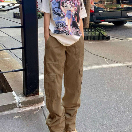 Women's Fashion Multi Pocket Straight High Waist Thin Loose Cargo Pants - Très Elite