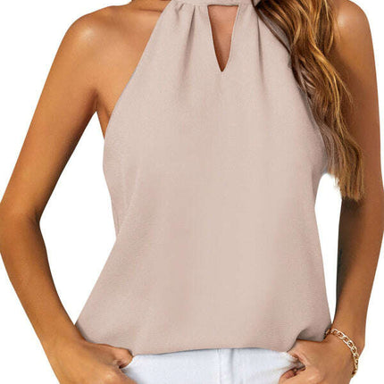 Women's Halter Neck Tie Chiffon Tank Top Sleeveless Top