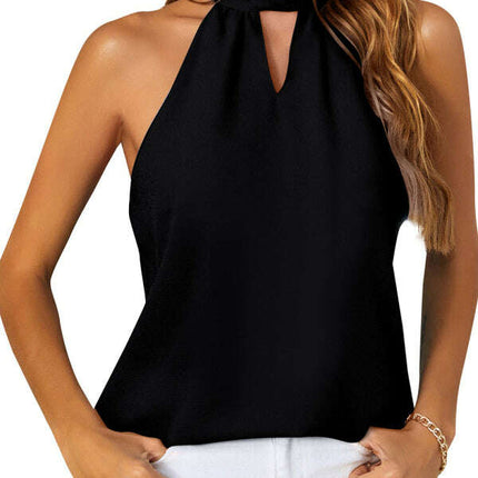 Women's Halter Neck Tie Chiffon Tank Top Sleeveless Top - Très Elite