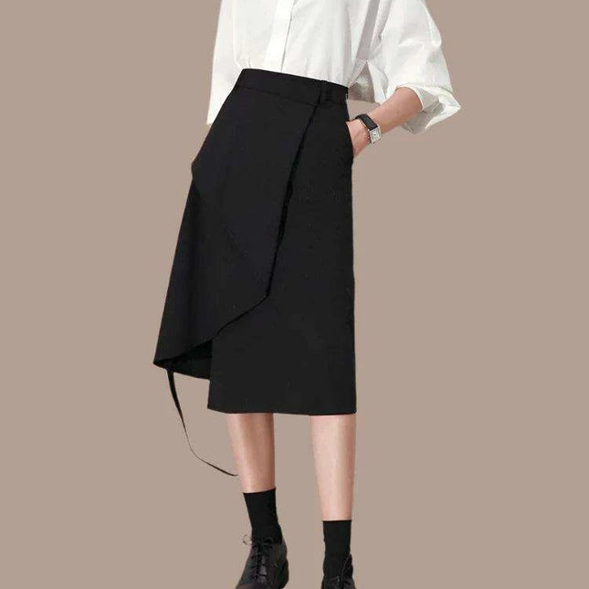 Women's High Waist A-line Minimalist Skirt - Irregular Design for Versatile Office & Casual Looks - Spring 2023 Collection