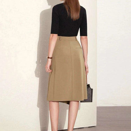 Women's High Waist A-line Minimalist Skirt - Irregular Design for Versatile Office & Casual Looks - Spring 2023 Collection - Très Elite