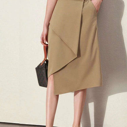 Women's High Waist A-line Minimalist Skirt - Irregular Design for Versatile Office & Casual Looks - Spring 2023 Collection - Très Elite