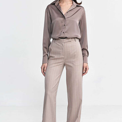 Womens High Waist Bootcut Trousers Model 199716 Stripes - Très Elite