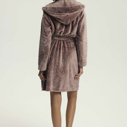 Women’s Hooded Bathrobe with Pockets – Embossed Luxe Comfort - Très Elite