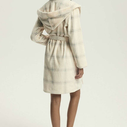 Women's Hooded Bathrobe with Pockets – Knee-Length, Feminine Print - Très Elite