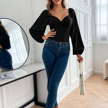 Women's Kink V-Neck Long Sleeve Bodysuit - Très Elite