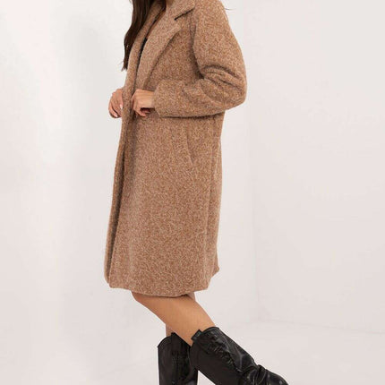 Womens Knee Length Coat 200513 Variegated Polyester Linen - Très Elite