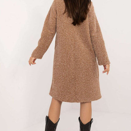 Womens Knee Length Coat 200513 Variegated Polyester Linen - Très Elite