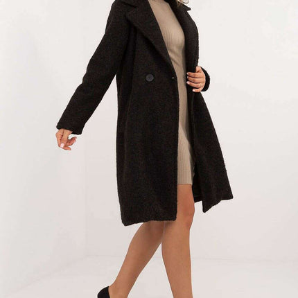 Womens Knee Length Coat 200513 Variegated Polyester Linen - Très Elite