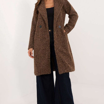 Womens Knee Length Coat 200513 Variegated Polyester Linen - Très Elite