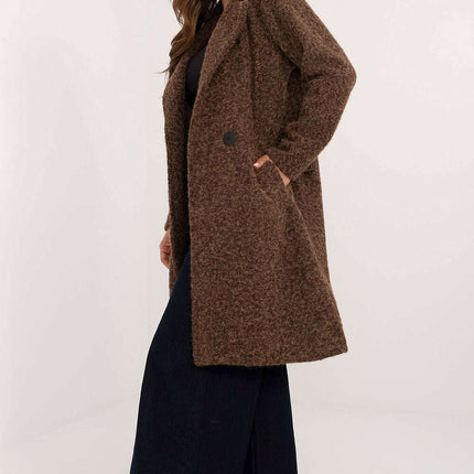 Womens Knee Length Coat 200513 Variegated Polyester Linen - Très Elite