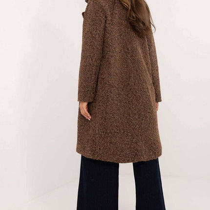 Womens Knee Length Coat 200513 Variegated Polyester Linen - Très Elite