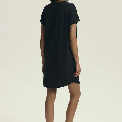 Women's Knee-Length Cotton Nightshirt – U-Neck, Relaxed Fit & Print - Très Elite