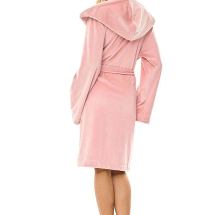 Women's Knee-Length Hooded Bathrobe with Pockets & Tie Belt – Très Elite - Très Elite