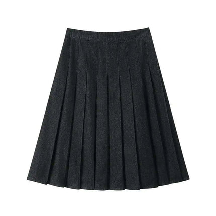 Women's Knee-Length Pleated Skirt in Classic Solid Colors