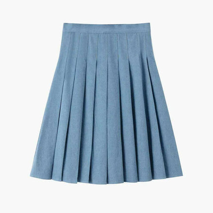Women's Knee-Length Pleated Skirt in Classic Solid Colors