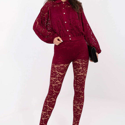Women’s Lace Openwork Long Sleeve Shirt – Lined, Modern Fit - Très Elite