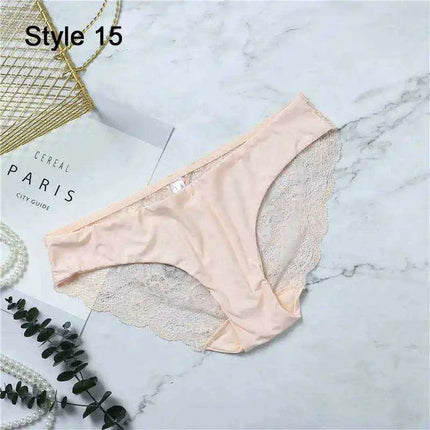 Women’s Leopard Print Lace Trim Seamless Cotton Panties - Breathable Ice Silk Lingerie - Très Elite
