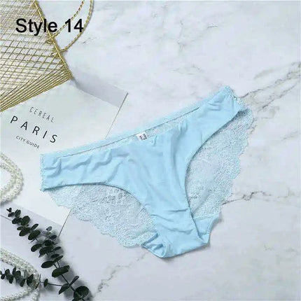 Women’s Leopard Print Lace Trim Seamless Cotton Panties - Breathable Ice Silk Lingerie - Très Elite