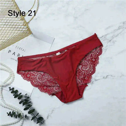 Women’s Leopard Print Lace Trim Seamless Cotton Panties - Breathable Ice Silk Lingerie - Très Elite