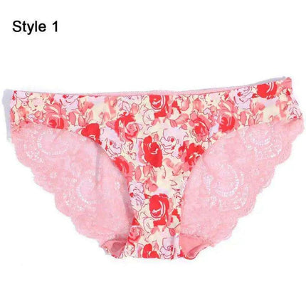 Women’s Leopard Print Lace Trim Seamless Cotton Panties - Breathable Ice Silk Lingerie - Très Elite
