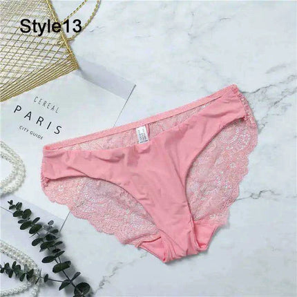 Women’s Leopard Print Lace Trim Seamless Cotton Panties - Breathable Ice Silk Lingerie - Très Elite