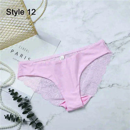 Women’s Leopard Print Lace Trim Seamless Cotton Panties - Breathable Ice Silk Lingerie - Très Elite