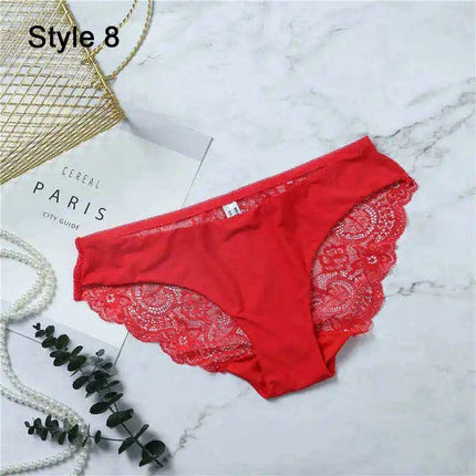 Women’s Leopard Print Lace Trim Seamless Cotton Panties - Breathable Ice Silk Lingerie - Très Elite