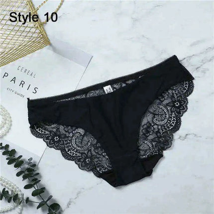 Women’s Leopard Print Lace Trim Seamless Cotton Panties - Breathable Ice Silk Lingerie - Très Elite
