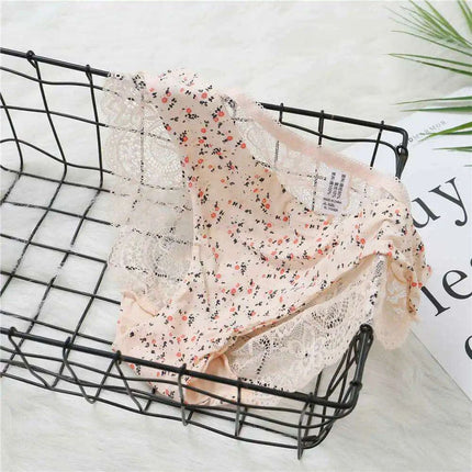 Women’s Leopard Print Lace Trim Seamless Cotton Panties - Breathable Ice Silk Lingerie - Très Elite