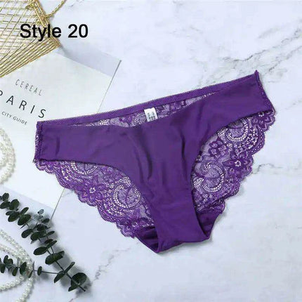 Women’s Leopard Print Lace Trim Seamless Cotton Panties - Breathable Ice Silk Lingerie - Très Elite