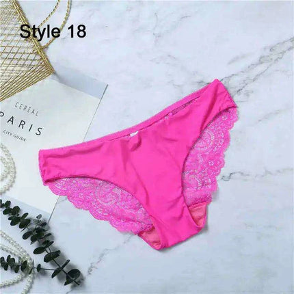 Women’s Leopard Print Lace Trim Seamless Cotton Panties - Breathable Ice Silk Lingerie - Très Elite
