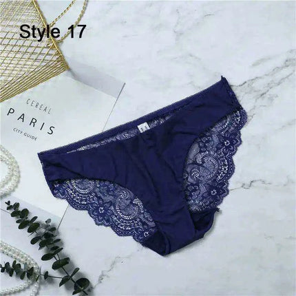 Women’s Leopard Print Lace Trim Seamless Cotton Panties - Breathable Ice Silk Lingerie - Très Elite