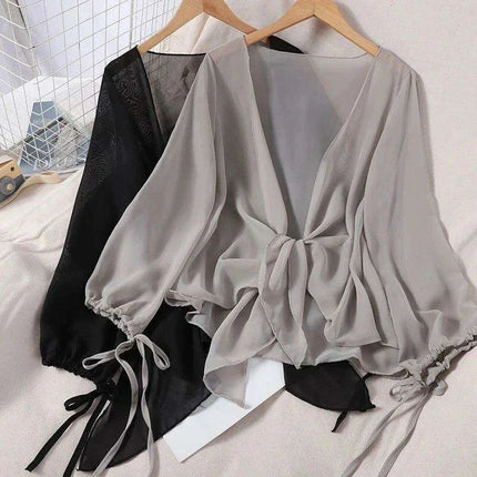 Women's Lightweight Chiffon Summer Cardigan - Stylish Sun Protection Blouse - Très Elite