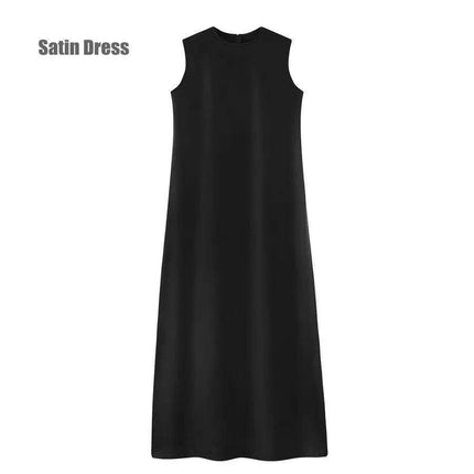 Women's Luxurious Satin and Cozy Knit Maxi Dresses with Trendy Cable Cardigan Set - Très Elite