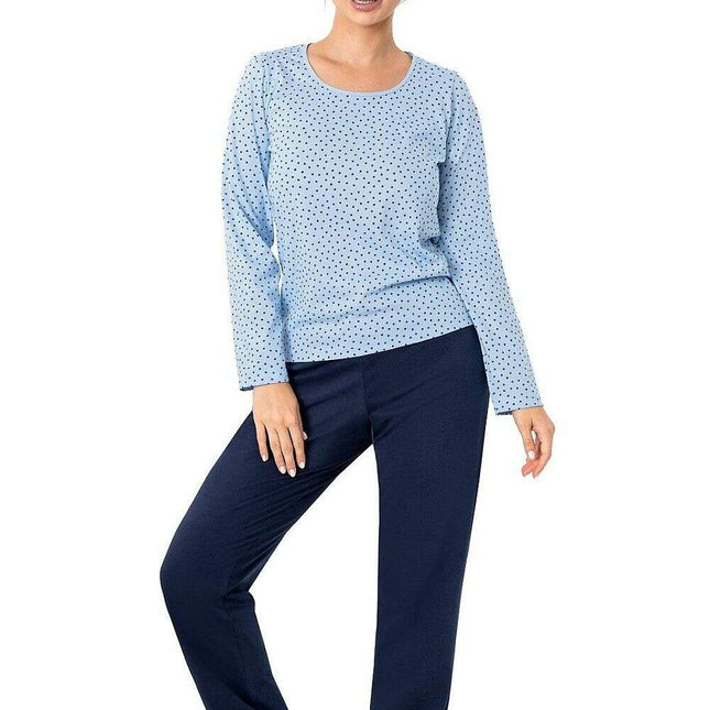 Women’s Navy Cotton Pyjama Set with Star Pattern – Relaxed Fit - Très Elite
