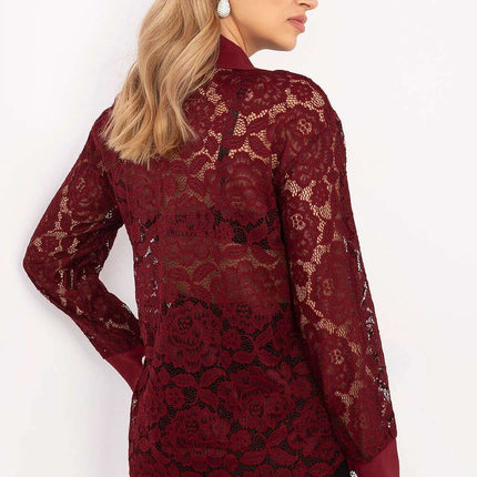 Womens Openwork Lace Black Long Sleeve Shirt 204970 - Très Elite
