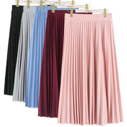 Women's Pleated Knit Midi Skirt Spring-Summer - Très Elite