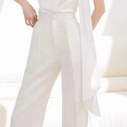 Women's Pleated Top & High Waist Wide Leg Pants Set - Très Elite