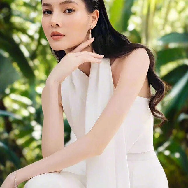 Women's Pleated Top & High Waist Wide Leg Pants Set